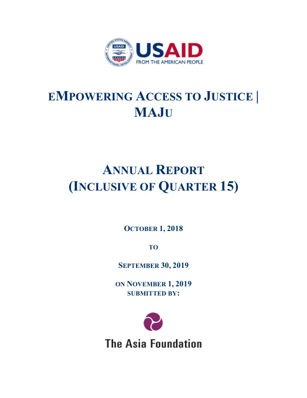 Annual Report: eMpowering Access to Justice (MAJu) - FY 2019