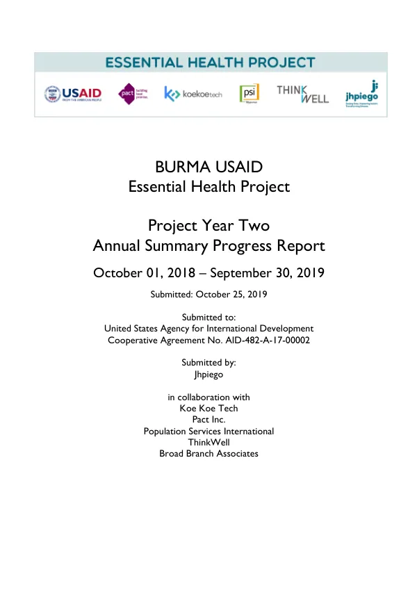 Essential Health Project: Year Two Summary Progress Report