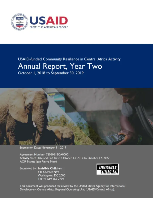 Annual Report: USAID-funded Community Resilience in Central Africa (CRCA)