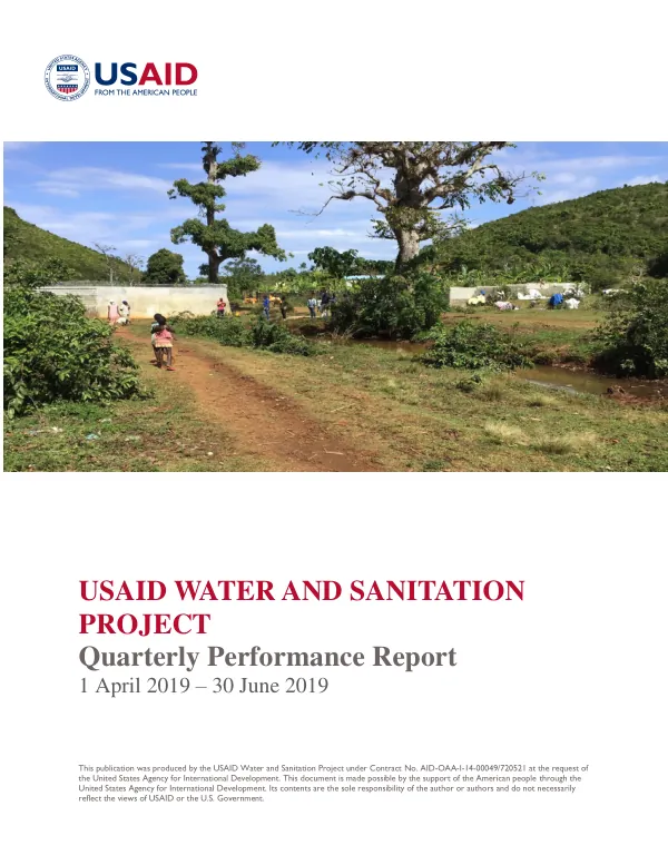 Quarterly Performance Report: USAID Water and Sanitation Project