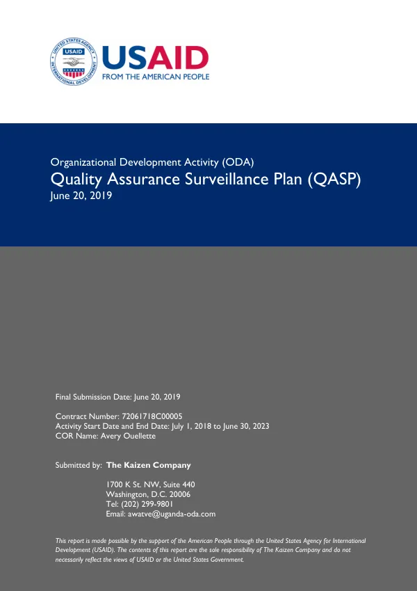 Quality Assurance Surveillance Plan (QASP) for Organizational Development Activity (ODA)