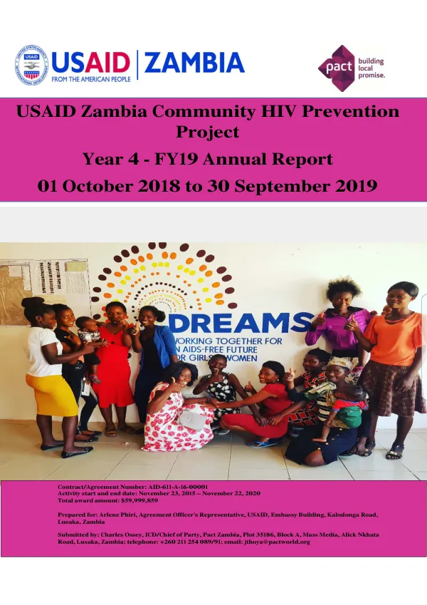 USAID Zambia Community HIV Prevention Project Year 4 - FY19 Annual Report