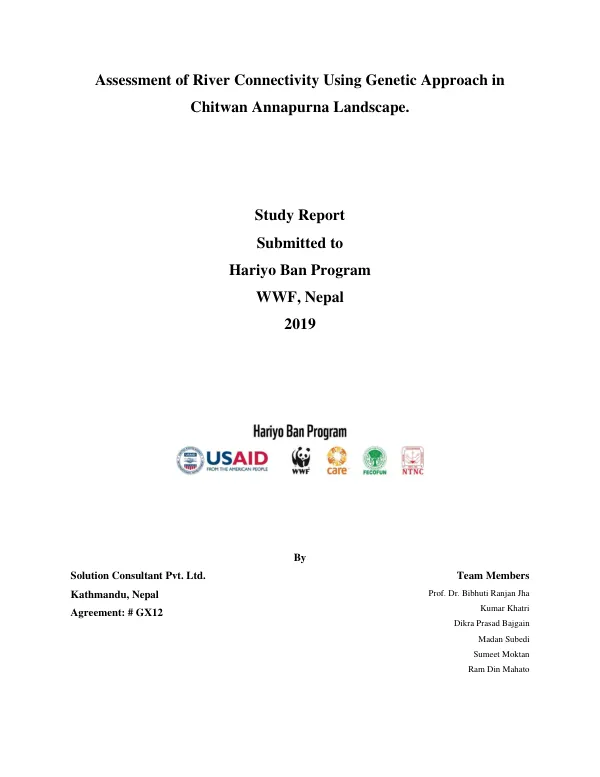 Assessment of River Connectivity Using Genetic Approach in Chitwan Annapurna Landscape