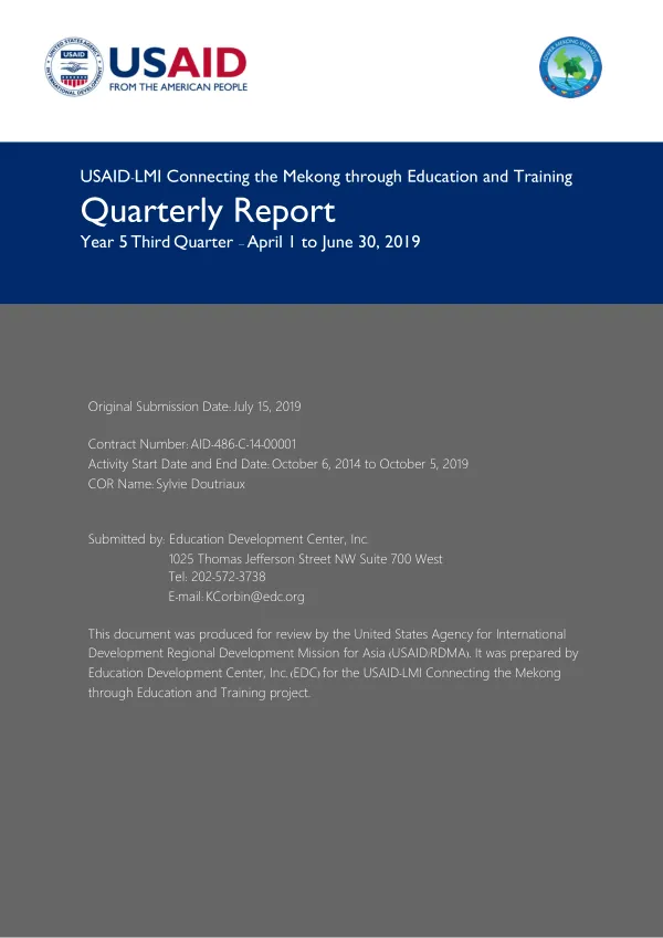 USAID-LMI COMET Quarterly Report Apr-Jun 2019