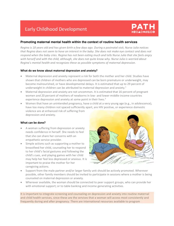 Promoting Maternal Mental Health within Routine Health Services