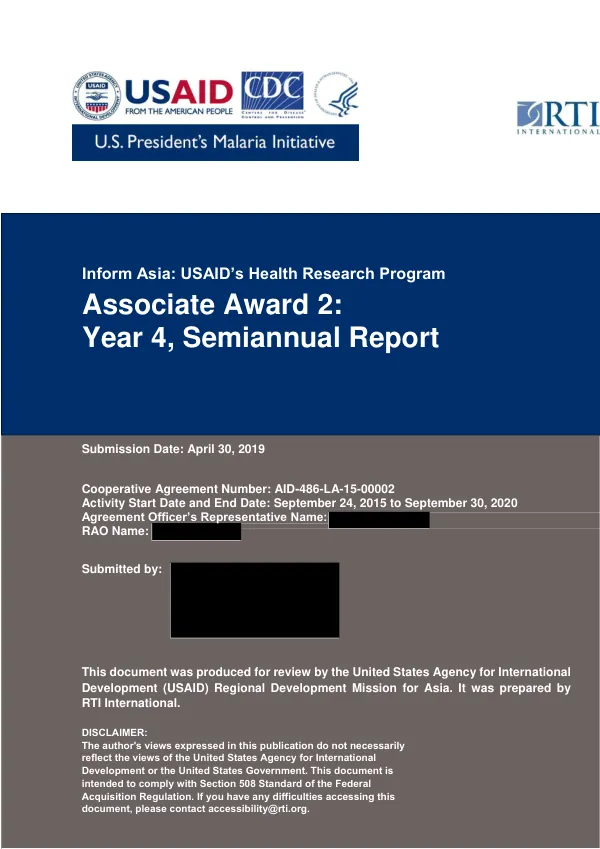 Inform Asia: USAID’s Health Research Program Associate Award 2: Year 4, Semiannual Report