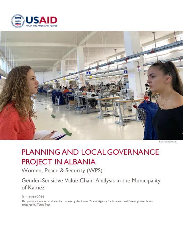 Planning and Local Governance Project in Albania: Women, Peace & Security (WPS): Gender-Sensitive Value Chain Analysis in the Municipality of Kamëz