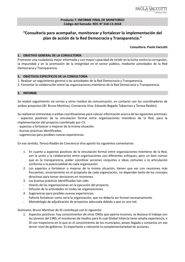 Informe Final de Monitoreo de la Red Democracia y Transparencia