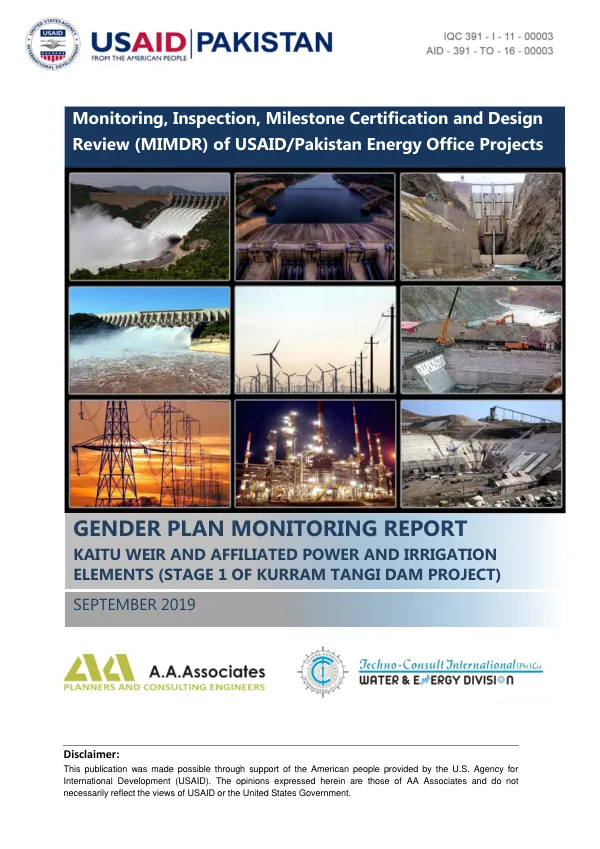 Gender Plan Monitoring Report Kaitu Weir and Affiliated Power and Irrigation Elements Stage 1 of Kurram Tangi Dam Project