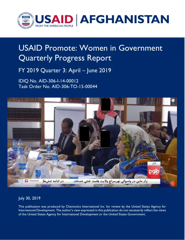 USAID Promote: Women in Government Quarterly Progress Report April – June 2019