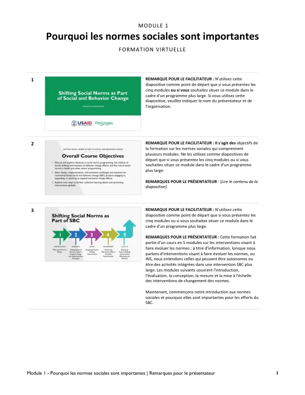 Formation Virtuelle sur les Normes Sociales