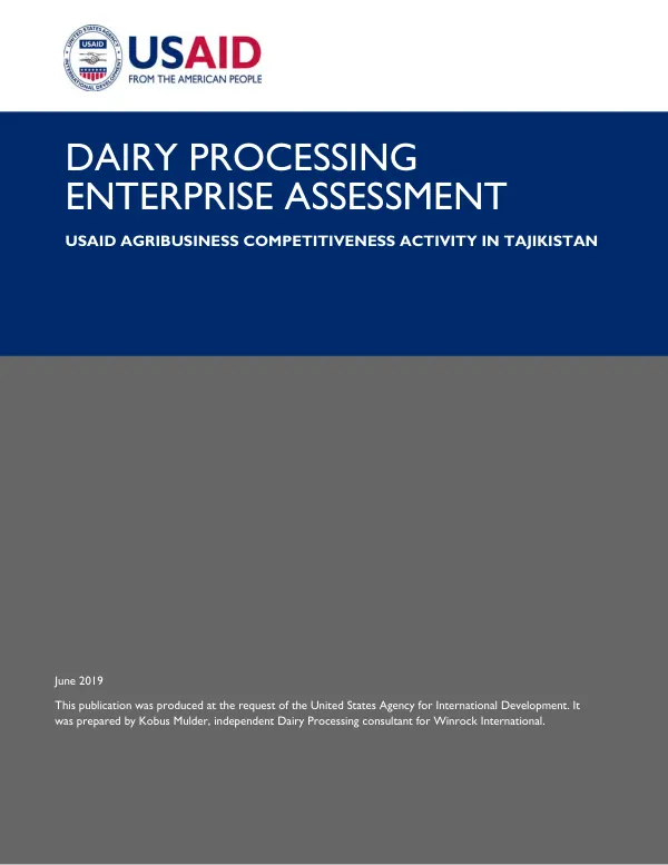 USAID Agribusiness Competitiveness Activity in Tajikistan: Dairy Processing Enterprise Assessment