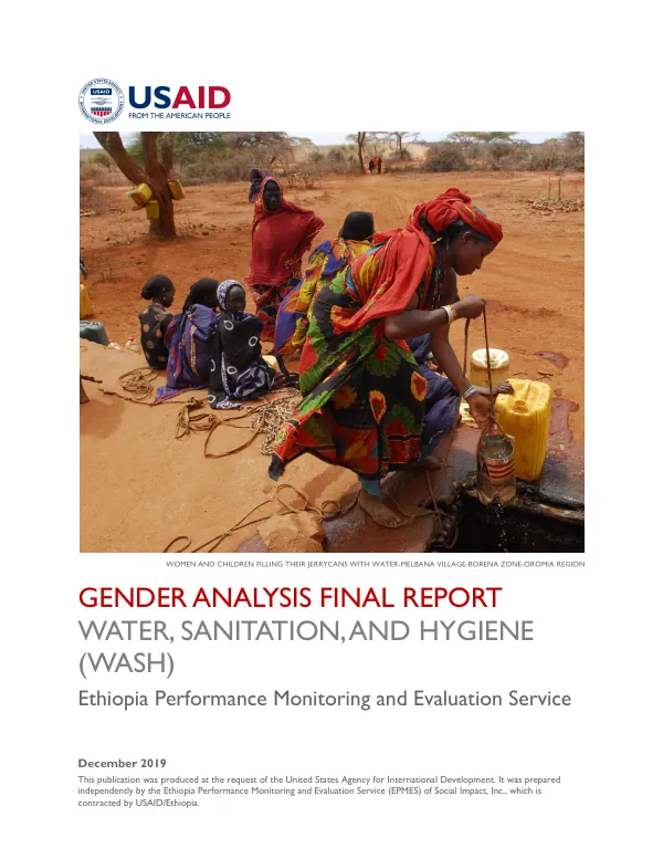 Gender Analysis Final Report: Water, Sanitation, and Hygiene (WASH) in Ethiopia
