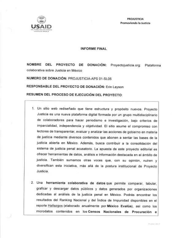 PROJUST Final Report (July 2019) Appendix 40: Mexico Evalua Final Report