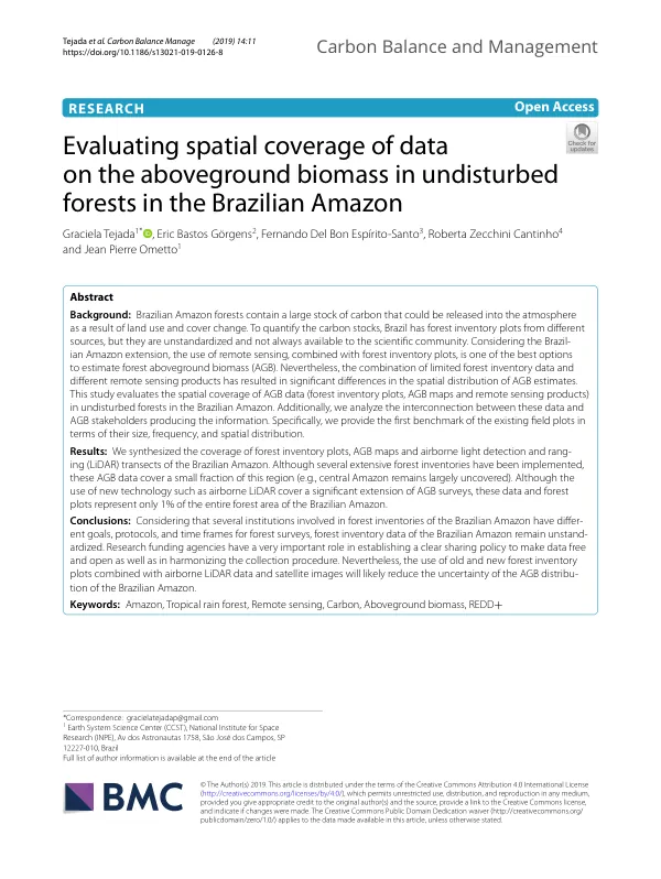 Evaluating spatial coverage of data on aboveground biomass in undisturbed forests in the Brazilian Amazon