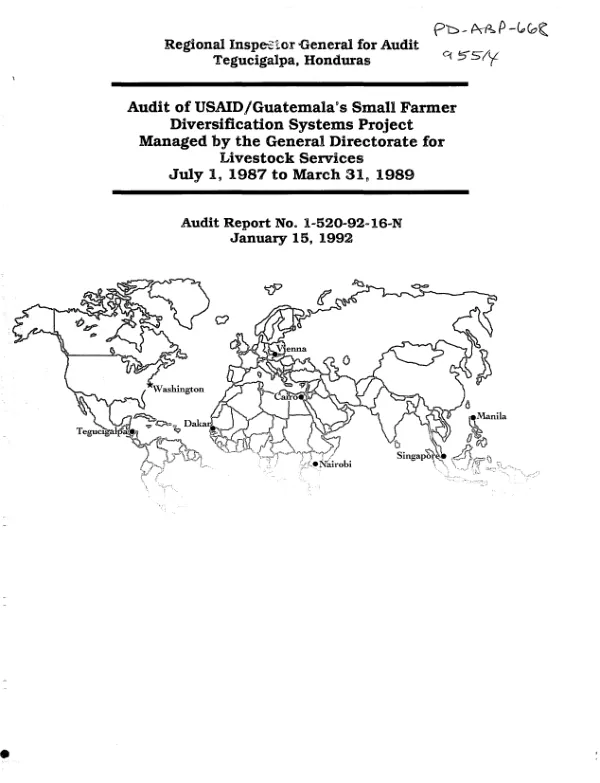 Audit of USAID/Guatemala"s small farmer diversification systems project managed by the General Directorate for Livestock Services, July 1, 1987 to March 31, 1989