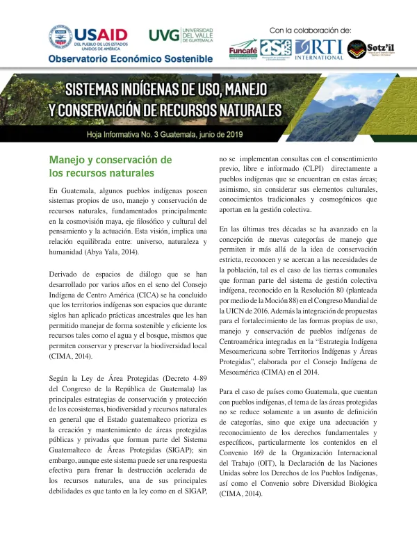 Sistemas Indígenas de Uso, Manejo y Conservación de Recursos Naturales