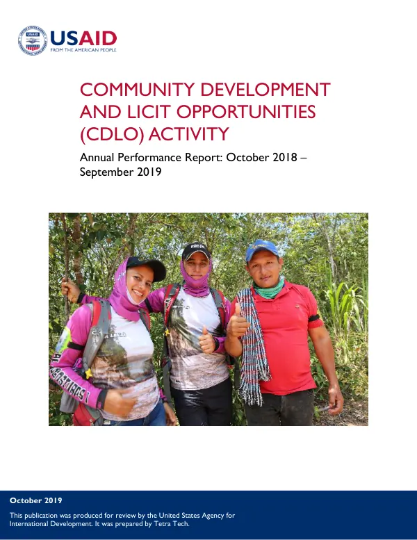 Community Development and Licit Opportunities (CDLO) Activity Annual Performance Report: October 2018 – September 2019