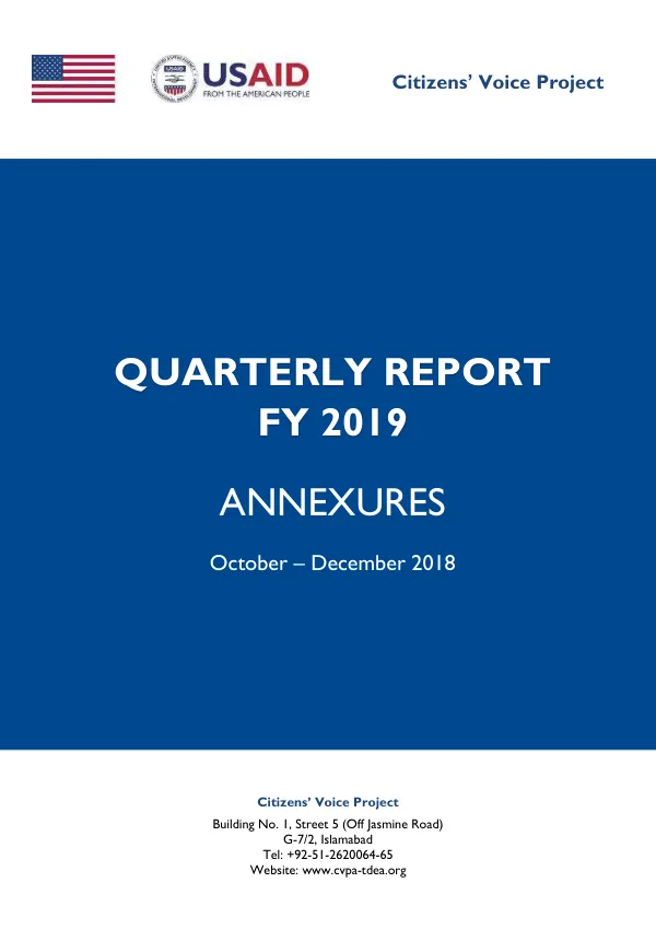 Quarterly Report FY 2019: Citizens' Voice Project