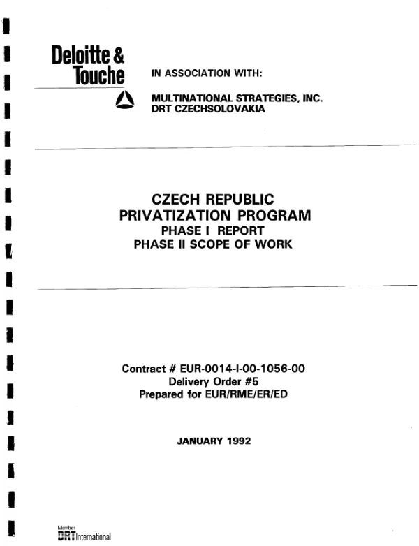 Czech Republic : privatization program -- phase I report : phase II scope of work