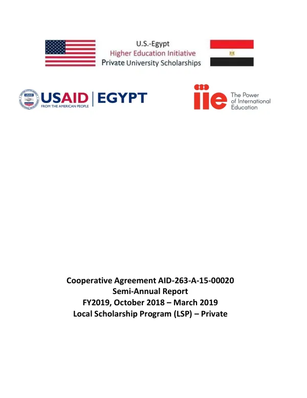 Local Scholarship Program FY2019 Semi-Annual Progress Report (October 2018 – March 2019)