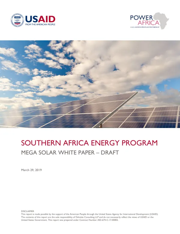 Southern Africa Energy Program: MEGA Solar White Paper – Draft