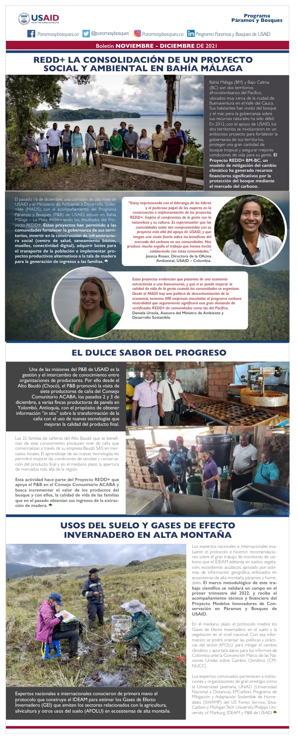 Boletín Noviembre - Diciembre 2019: REDD+ LA CONSOLIDACIÓN DE UN PROYECTO SOCIAL Y AMBIENTAL EN BAHÍA MÁLAGA