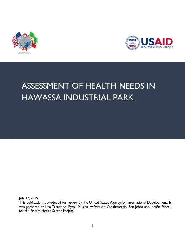 Assessment of Health Needs in Hawassa Industrial Park, Ethiopia