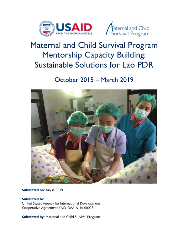 Maternal and Child Survival Program Mentorship Capacity Building: Sustainable Solutions for Lao PDR