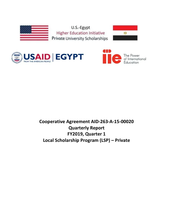 Local Scholarship Program FY2019 Q1 Progress Report