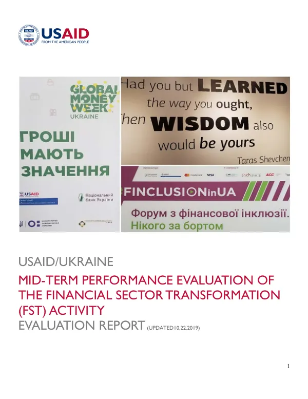 Mid-Term Performance Evaluation of the Financial Sector Transformation (FST) Activity