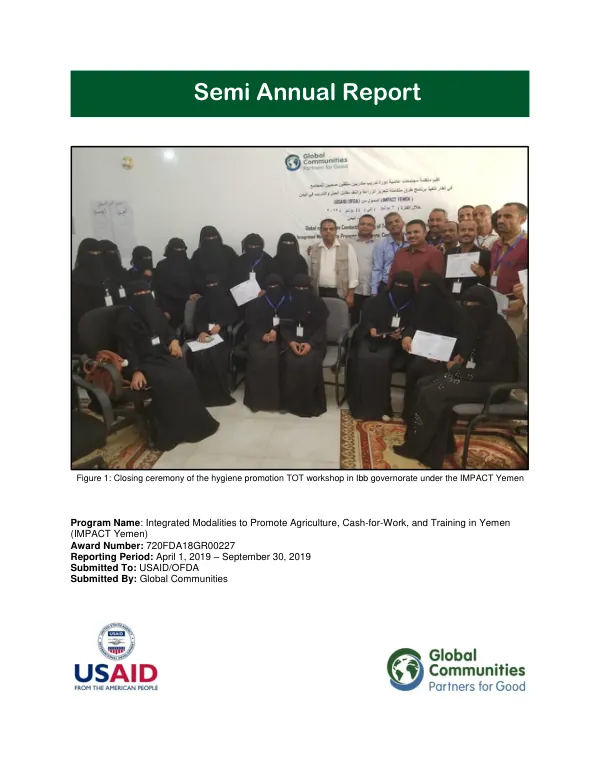 Semi Annual Report: IMPACT Yemen, April 1, 2019 – September 30, 2019