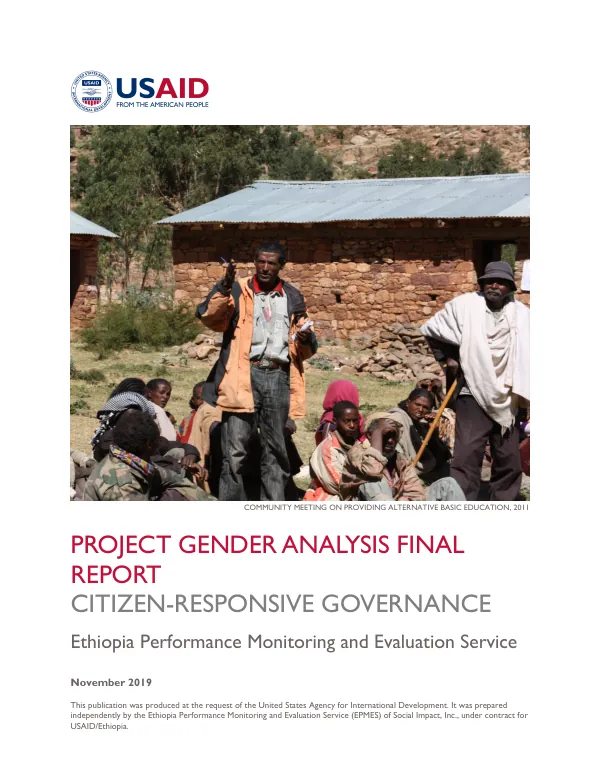 Final Report: Citizen-Responsive Governance Project Gender Analysis