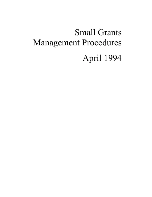 Small Grants Management Procedures