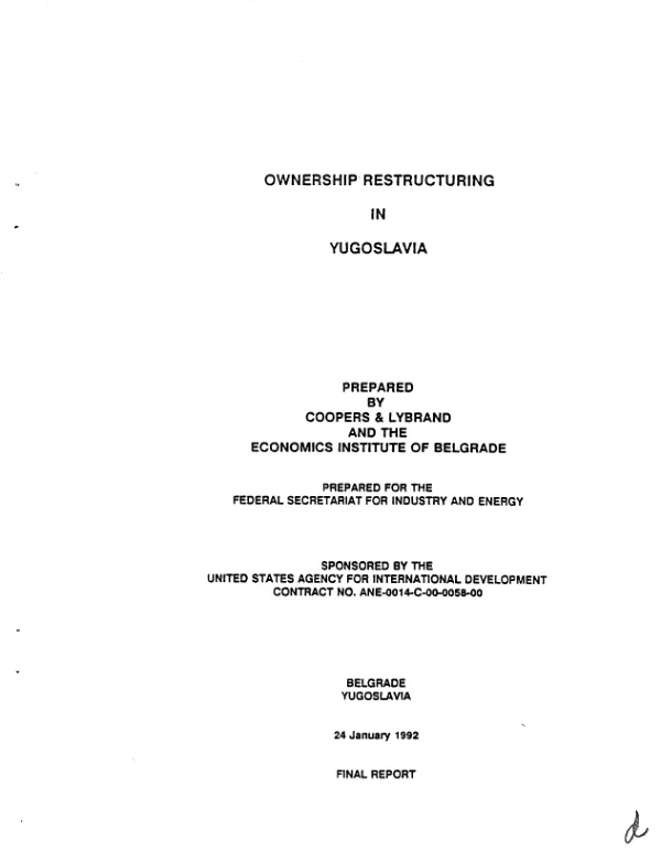 Ownership restructuring in Yugoslavia
