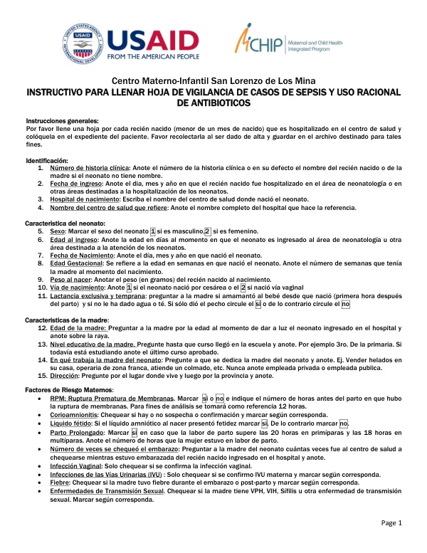 HOJA DE ENTREVISTAS CON JEFES DE SERVICIO Y DIRECTORES DE HOSPITALES PARA VIGILANCIA DE CASOS DE SEPSIS Y USO RACIONAL DE ANTIBIOTICOS