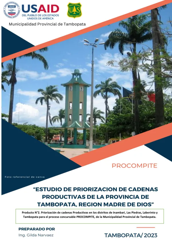 Estudio de Priorización de Cadenas Productivas de la Provincia de Tambopata, Región Madre de Dios