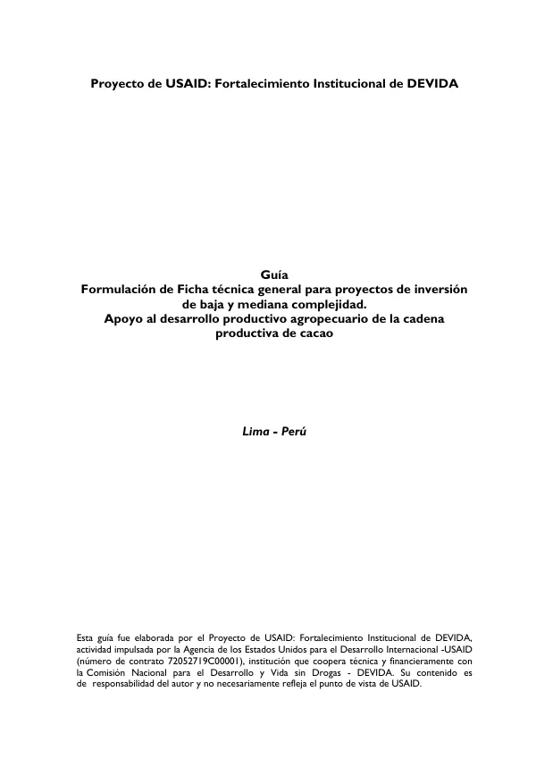 Guía para la formulación de fichas técnicas de proyectos de inversión pública