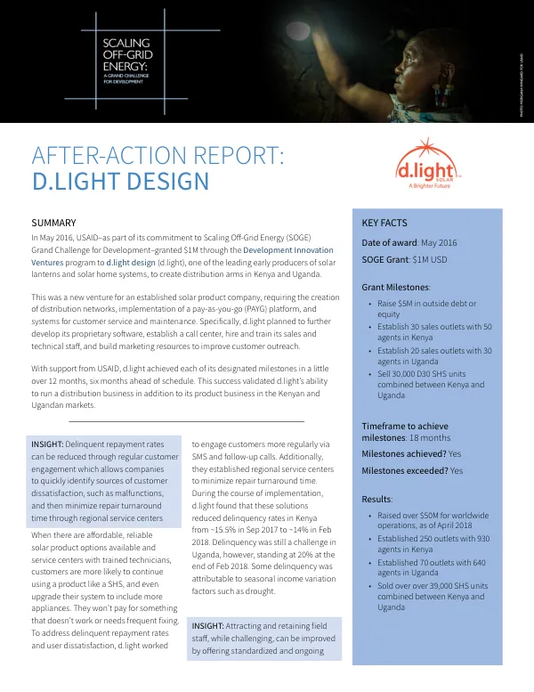 Scaling Off-Grid Energy's Grantees: A Look at d.light and Fenix International
