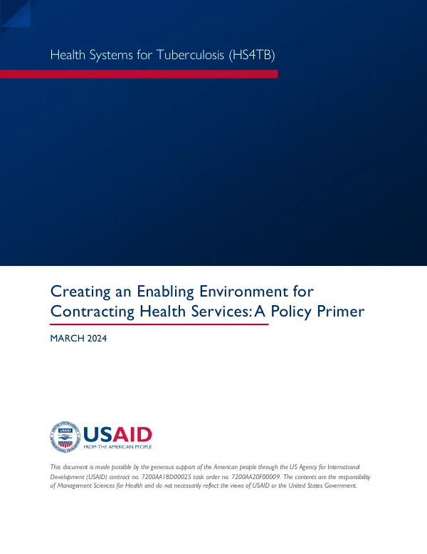 Creating an Enabling Environment for Contracting Health Services: A Policy Primer