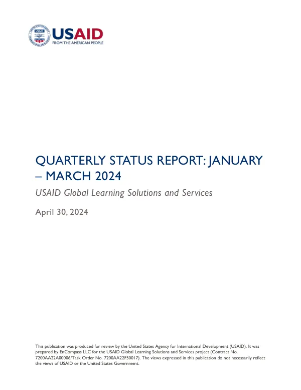 Quarterly Status Report: January-March 2024
