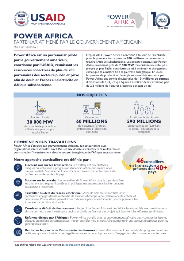 Power Africa Partenariat mené par le gouvernement américain