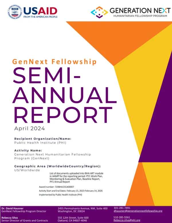 Public Health Institute’s Generation Next Fellowship Program Year 2 Semi-Annual Report
