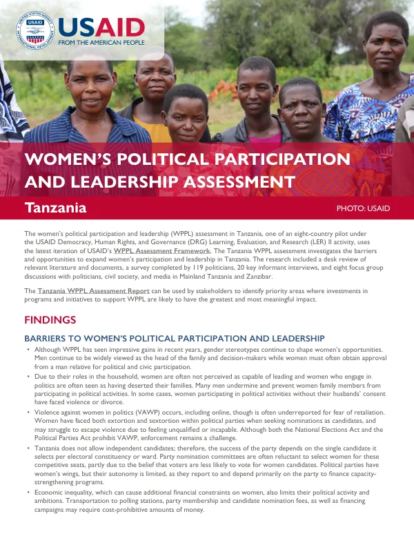 Women's Political Participation and Leadership Assessment: Tanzania