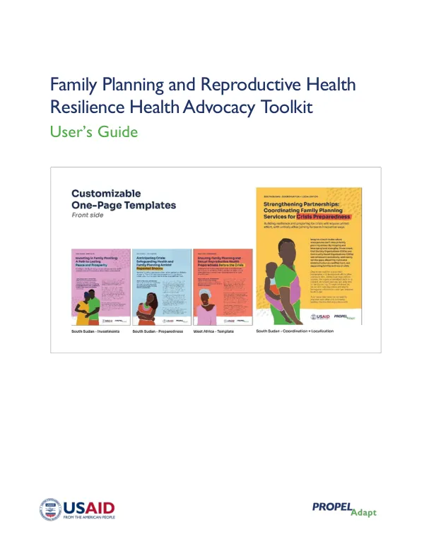 PROPEL Adapt Family Planning and Reproductive Health Resilience Health Advocacy Toolkit