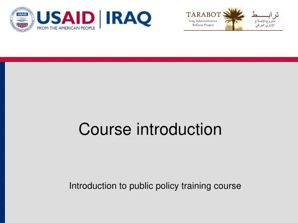 Public Policy Training Course for Iraq