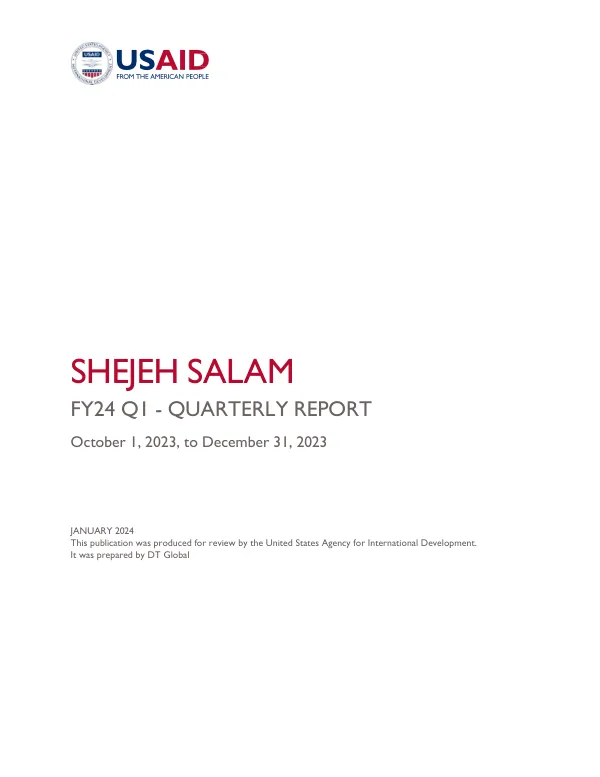 FY24 Q1 - QUARTERLY REPORT: USAID Shejeh Salam (Promoting Peace)