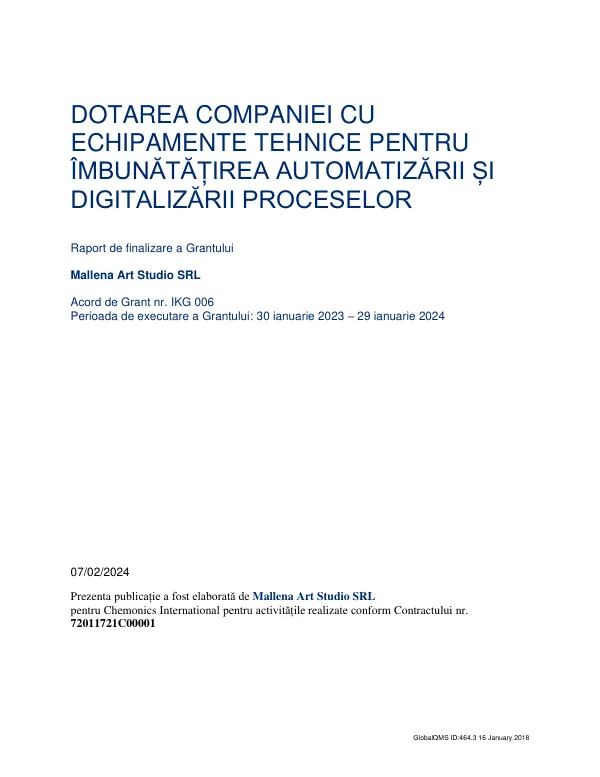 DOTAREA COMPANIEI CU ECHIPAMENTE TEHNICE PENTRU ÎMBUNĂȚIREA AUTOMATIZĂRII ȘI DIGITALIZĂRII PROCESELOR