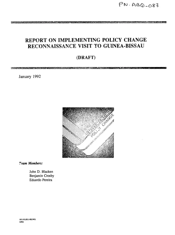 Report on implementing policy change : reconnaissance visit to Guinea-Bissau