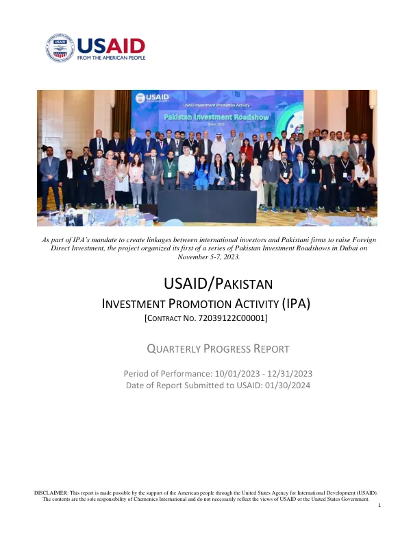 USAID Investment Promotion Activity, Quarterly Progress Report (Oct-Dec 2023)